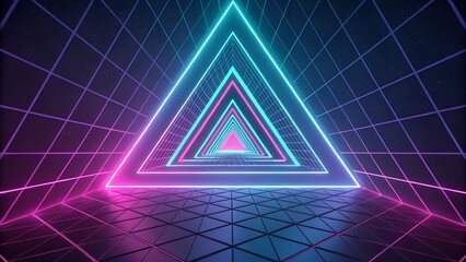 : Futuristic 3D Neon Geometric Abstract Pattern
