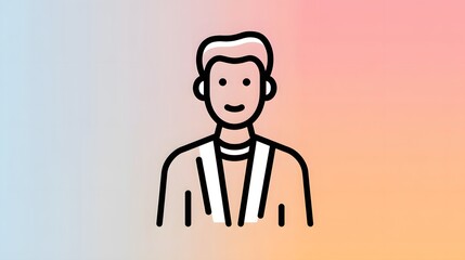 Obraz premium Illustration of a Young Person Wearing Headphones and Smiling Against a Vibrant Gradient Background