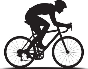 Silhouette Vector of Cyclist Riding Bike on White Background