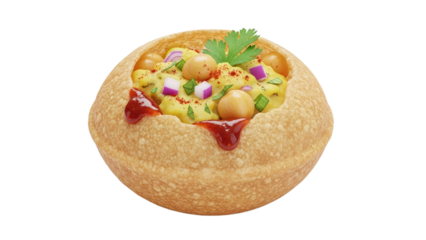 An Explosion of Flavor A Deliciously Stuffed Indian Pani Puri Golgappa Street Food Snack Isolated on White