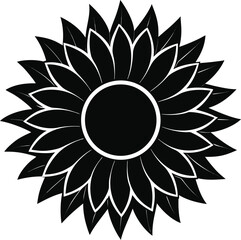 sunflower silhouette vector illustration on white background