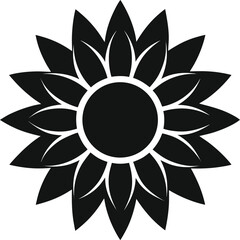 sunflower silhouette vector illustration on white background