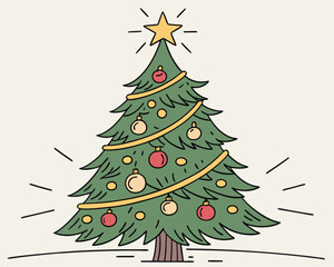 Fototapeta premium christmas-tree-vector-with-ornaments-and-star (1).eps
