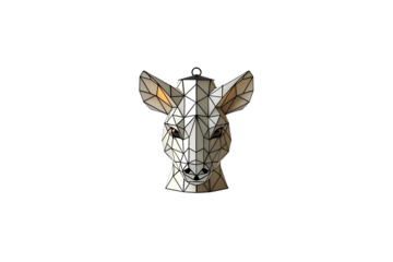 faceted geometric deer head with a touch of golden highlights, no background