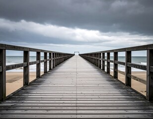 Obraz premium Wooden pier leading to the horizon under a dramatic sky
