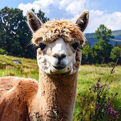 Obraz premium Alpaca in grassy field