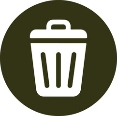 trash can icon inside circle, delete waste bin symbol isolated on white background