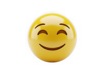 Happy yellow emoji face isolated on transparent background