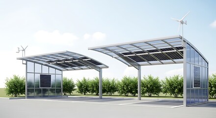 Fototapeta premium Solar Carport Shelters - Sustainable Parking Solutions.