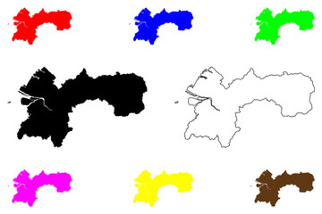 Yatsushiro city (Japan, Nihon-koku or Nippon-koku, Kyushu region) map vector illustration, scribble sketch Yatsushiro-shi map