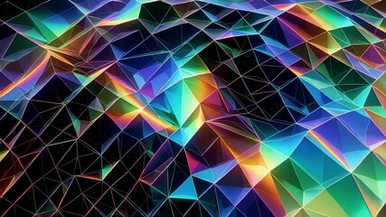 Abstract polygonal background animation with colorful low poly shapes and triangles art design - Powered by Adobe