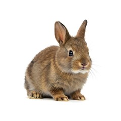 Obraz premium An adorable bunny rabbit with soft, brown fur and sweet, innocent eyes, captured in a captivating pose. Its ears are perked up, suggesting alertness and curiosity