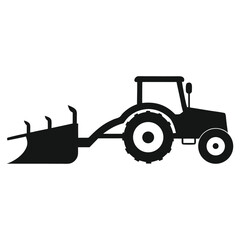 Plough with Tractor Silhouette Vector – Side View Outline