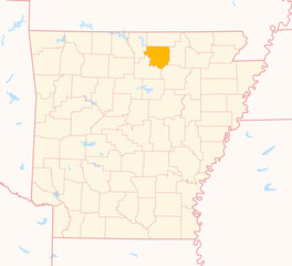 Map of the County Izard (Arkansas, US) showing the Federal State with the highlighted County