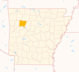 Map of the County Johnson (Arkansas, US) showing the Federal State with the highlighted County