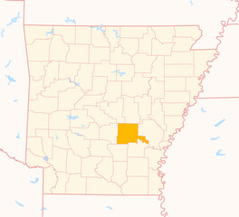 Map of the County Jefferson (Arkansas, US) showing the Federal State with the highlighted County