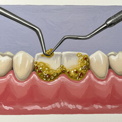 Dental Curette Close-Up: Removing Tartar for Optimal Oral Health. 8k.