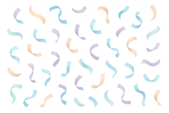 Colorful serpentine ribbons falling on transparent background