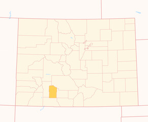 Map of the County Mineral (Colorado, US) showing the Federal State with the highlighted County