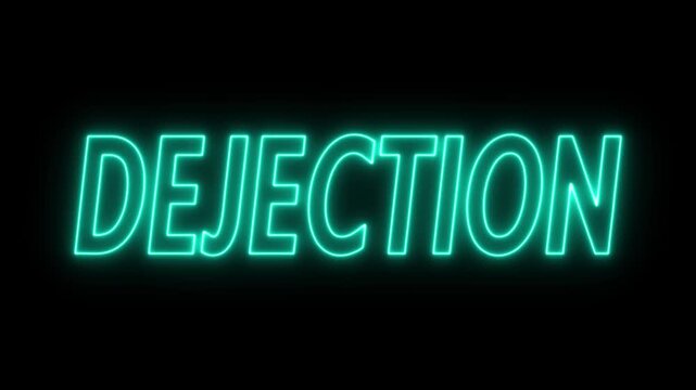Animated glowing flickering neon inscription dejection. neon dejection text animation