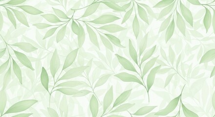 Fototapeta premium Serene Green Watercolor Leaves Pattern Design