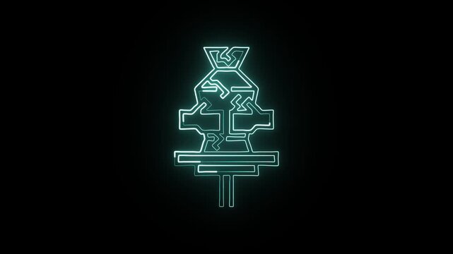 Glowing neon line broken free icon with subtle animation. Broken free animation HD video isolated on black background.