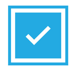 Bright blue square check mark icon PNG with transparent background, flat digital symbol for task completion, validation or UI element © Hasheb Anzar