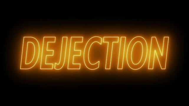 Animated glowing flickering neon inscription dejection. neon dejection text animation