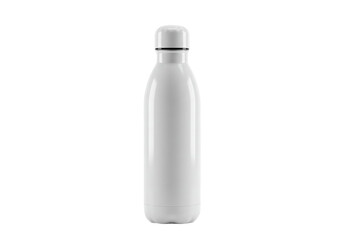 Minimalist White Insulated Water Bottle with Screw-On Cap and Black Seal Ring