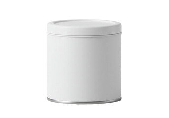 Plain White Cylindrical Metal Storage Tin with Fitted Lid on White Background