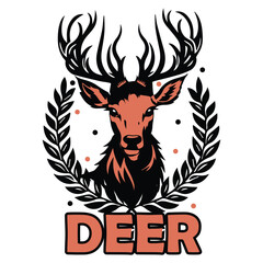 Deer Vector Design , T-shirt Print Design , Cut File , Quotes Design