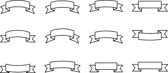 Collection of hand drawn ribbon banners and scrolls