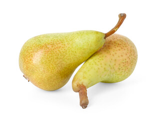 Two whole ripe pears isolated on white