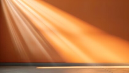 Warm Orange Wall With Sunburst Lighting and Grey Floor 