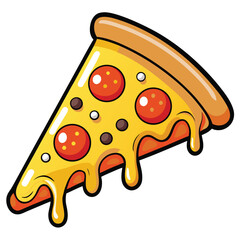 cartoon style pizza slice with melted cheese