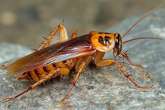 Nocturnal cockroach activity on warm kitchen floor indicates pest intrusion and hygiene concerns