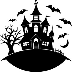 Horizontal Halloween Background illustration in flat style