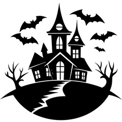 Horizontal Halloween Background illustration in flat style