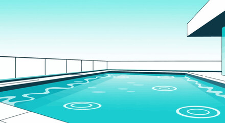 Obraz premium Stylized Swimming Pool Atop A Building Depicting Serenity And Modernity