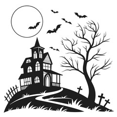 Horizontal Halloween Background illustration in flat style