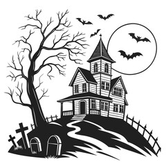 Horizontal Halloween Background illustration in flat style