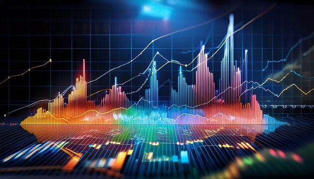 colorful charts and graphs depicting financial data analysis and business statistics showcasing economic trends and projections