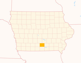 Map of the County Lucas (Iowa, US) showing the Federal State with the highlighted County