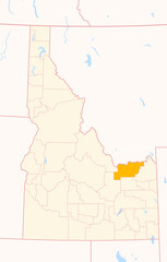 Map of the County Clark (Idaho, US) showing the Federal State with the highlighted County