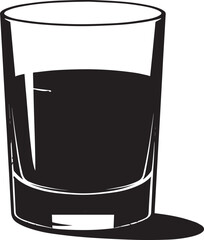 Black Whiskey Glass Drink Silhouette | Vector Graphic Design