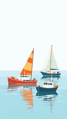 Two sailboats on calm blue sea