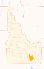 Map of the County Power (Idaho, US) showing the Federal State with the highlighted County