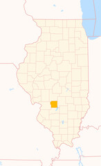 Map of the County Bond (Illinois, US) showing the Federal State with the highlighted County