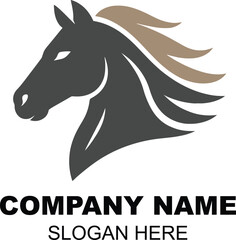 Powerful Horse Head Emblem for Equestrian Ventures and Sports Brands