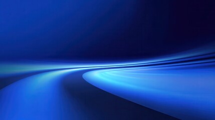 Ultra quality image of blue glowing simple flowing abstract arc road background.